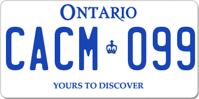 ON license plate CACM099