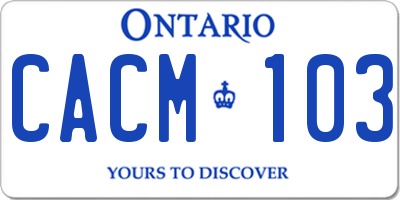 ON license plate CACM103