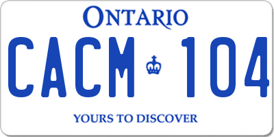 ON license plate CACM104