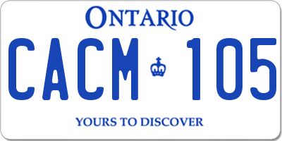 ON license plate CACM105