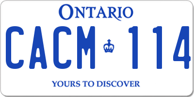 ON license plate CACM114