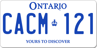 ON license plate CACM121