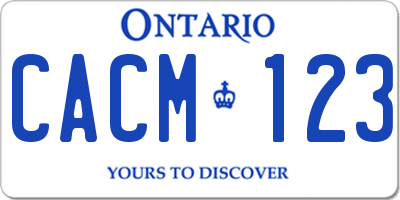 ON license plate CACM123