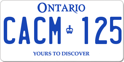 ON license plate CACM125