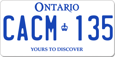 ON license plate CACM135