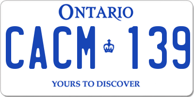 ON license plate CACM139