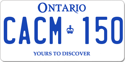 ON license plate CACM150