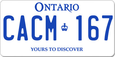 ON license plate CACM167