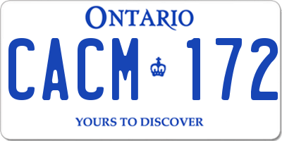 ON license plate CACM172