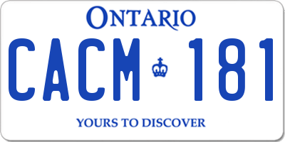 ON license plate CACM181