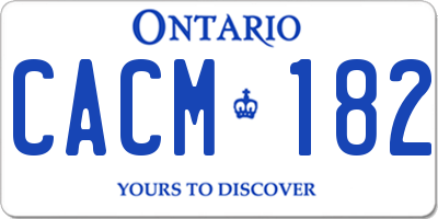 ON license plate CACM182