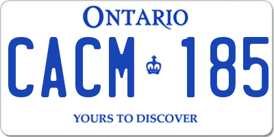 ON license plate CACM185