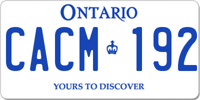 ON license plate CACM192