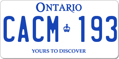 ON license plate CACM193