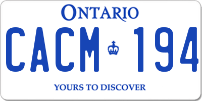 ON license plate CACM194