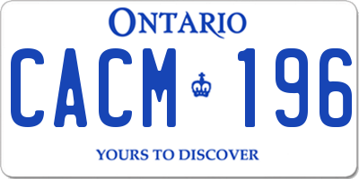 ON license plate CACM196