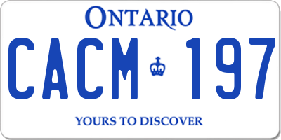 ON license plate CACM197