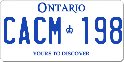 ON license plate CACM198