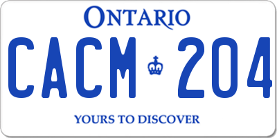 ON license plate CACM204