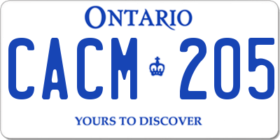 ON license plate CACM205