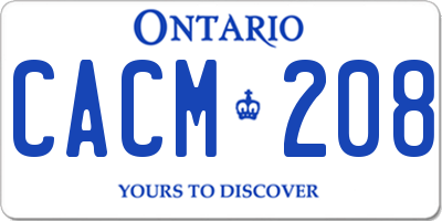 ON license plate CACM208