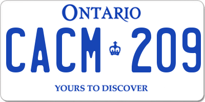 ON license plate CACM209