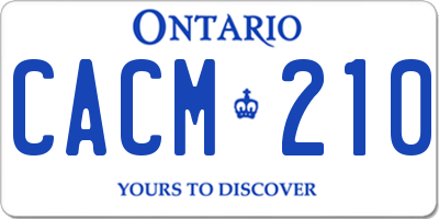 ON license plate CACM210