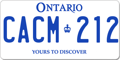 ON license plate CACM212