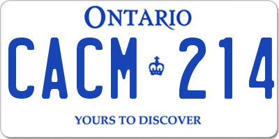 ON license plate CACM214