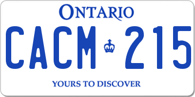 ON license plate CACM215