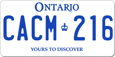 ON license plate CACM216