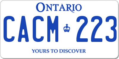 ON license plate CACM223