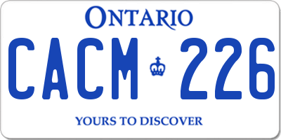 ON license plate CACM226