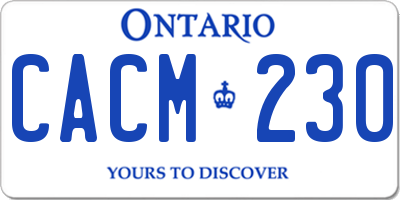 ON license plate CACM230