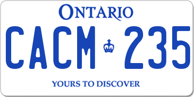 ON license plate CACM235