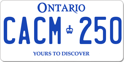 ON license plate CACM250