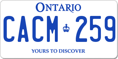 ON license plate CACM259