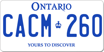 ON license plate CACM260