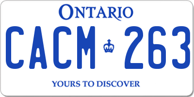 ON license plate CACM263