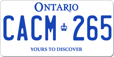 ON license plate CACM265