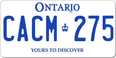 ON license plate CACM275