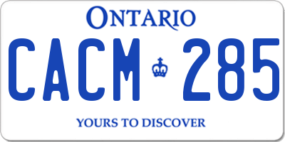 ON license plate CACM285