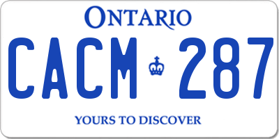 ON license plate CACM287