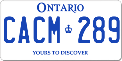 ON license plate CACM289