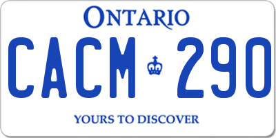 ON license plate CACM290