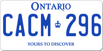 ON license plate CACM296