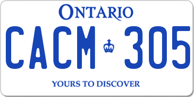 ON license plate CACM305