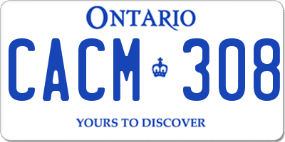 ON license plate CACM308