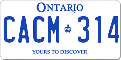 ON license plate CACM314