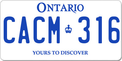 ON license plate CACM316